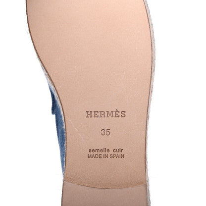Hermes Denim Canvas Womens Trip Espadrilles 35 Bleu Clair 6 of 9