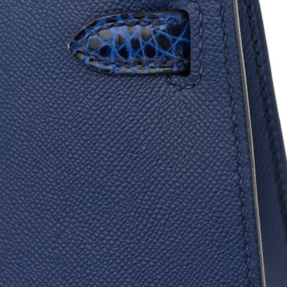 Hermes Madame Calfskin Shiny Alligator Mini Kelly Sellier Touch 20 Bleu Encre 12 of 15