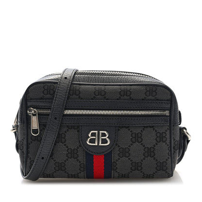 Gucci X BALENCIAGA BB Monogram Web Mini Ophidia Shoulder Bag Black 1 of 10