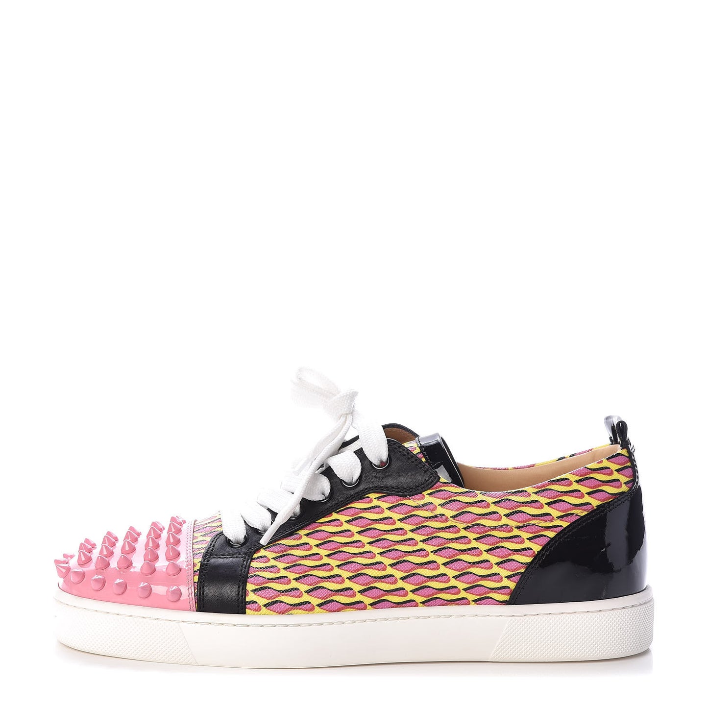 Patent Toile Womens Louis Junior Spikes Flat Sneakers 38 Jaune