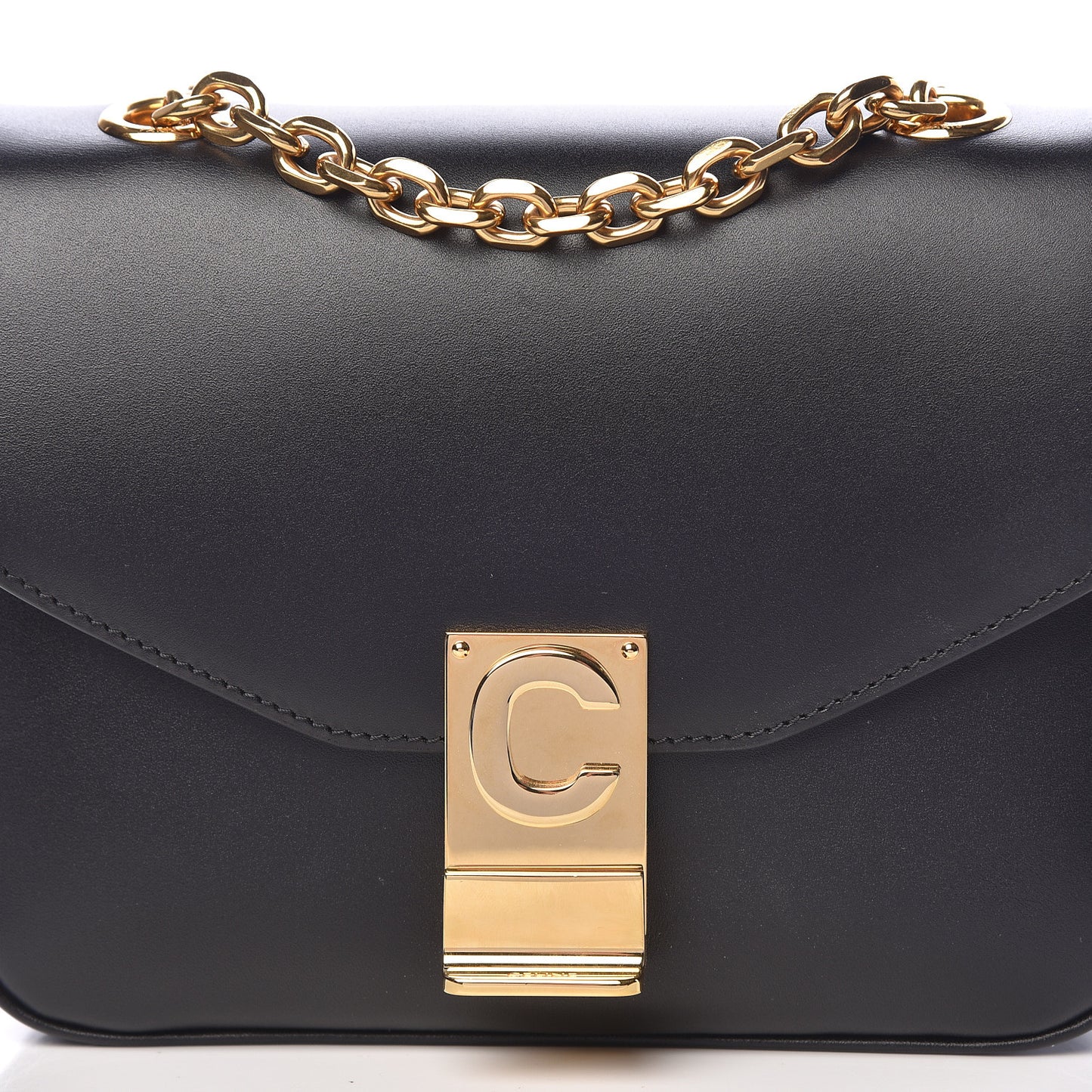 Shiny Calfskin Small C Bag Black