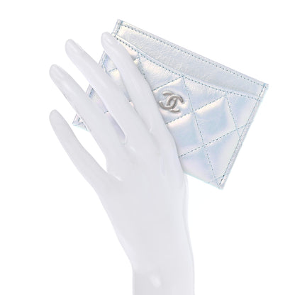 Chanel Iridescent Calfskin Quilted Card Holder Light Blue 2 of 7