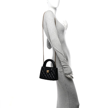 Chanel Shiny Aged Calfskin Quilted Nano Kelly Shopper Black 2 of 11