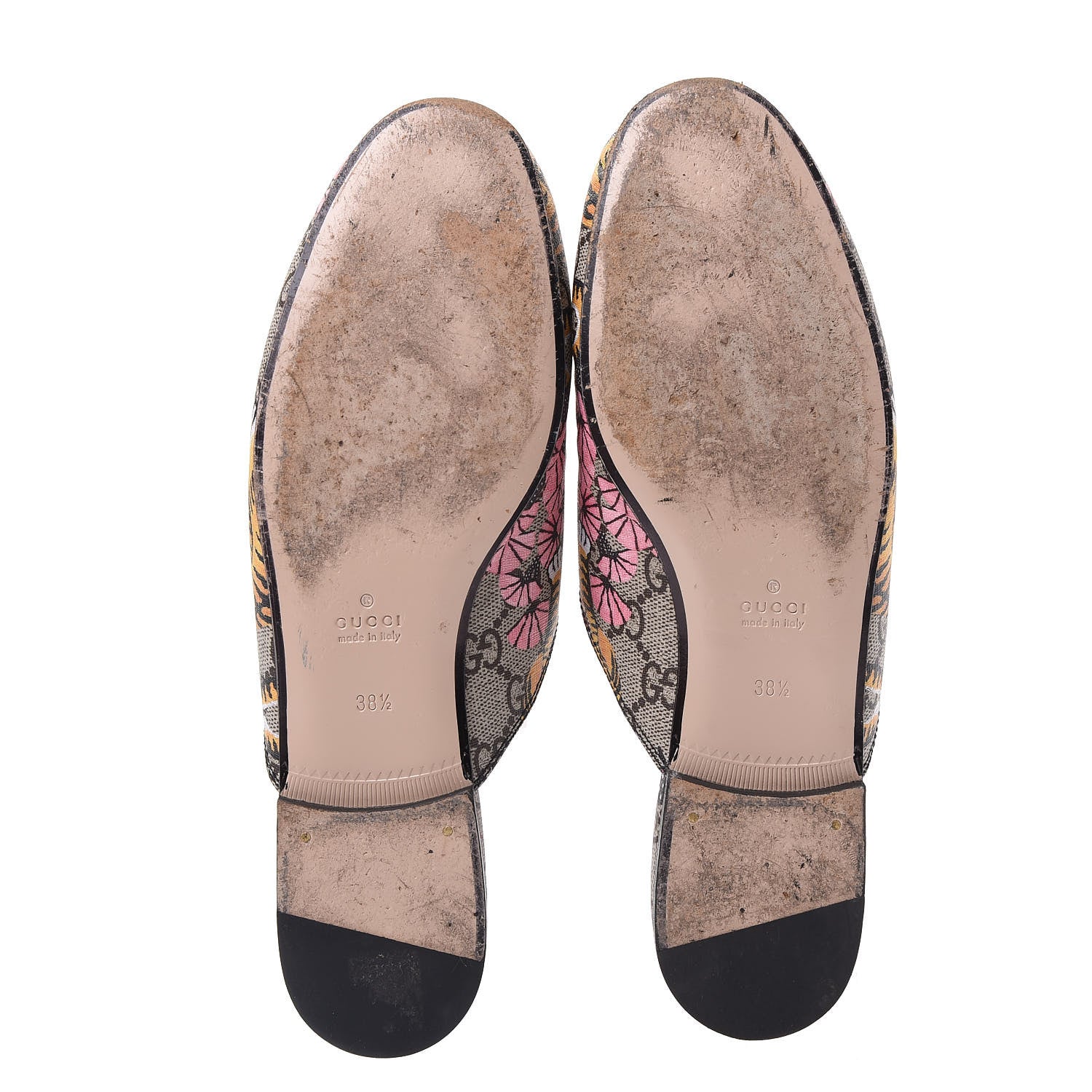 Gucci GG Supreme Monogram Bengal Womens Princetown Slippers 38.5 Beige Crop Pink 6 of 11