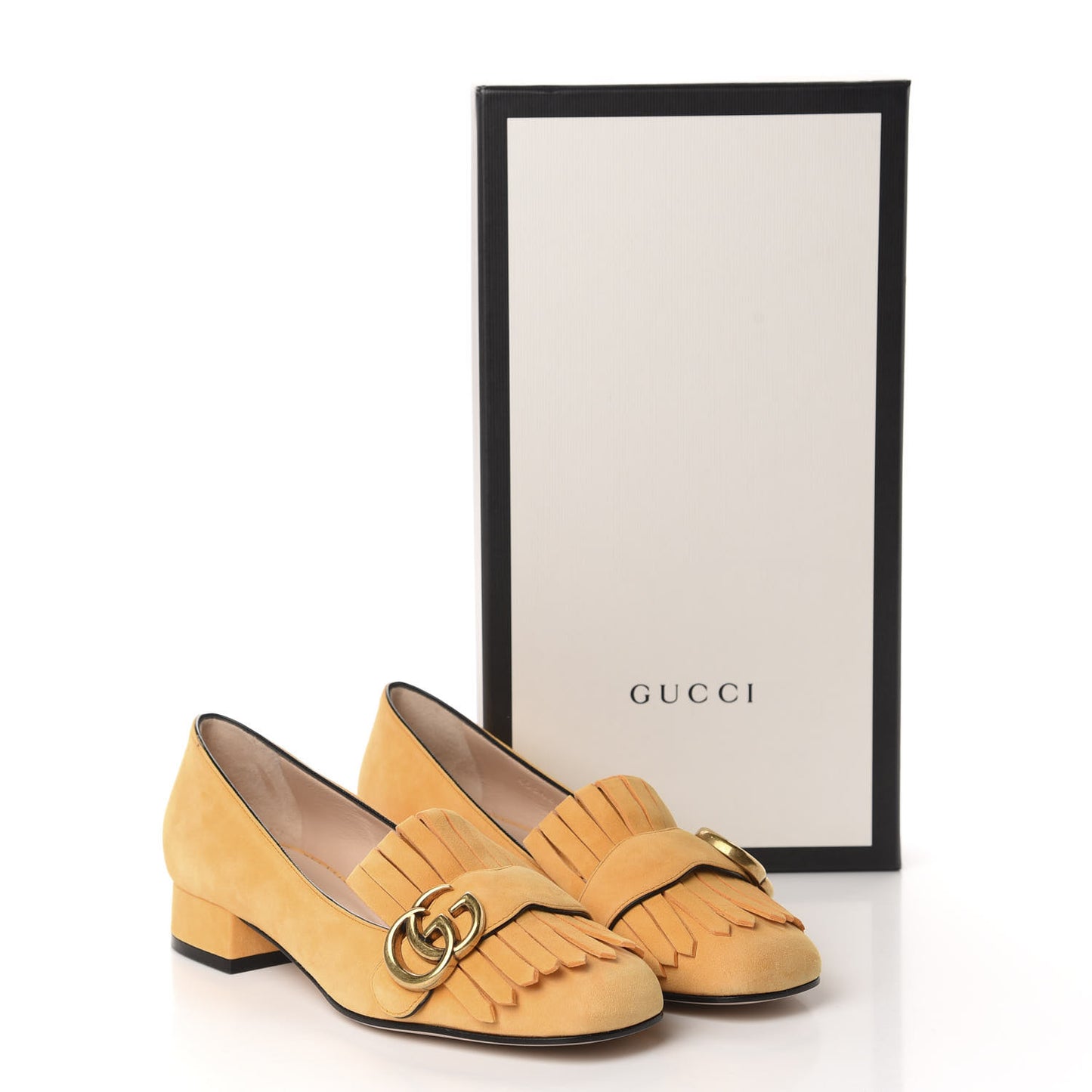 Kid Scamosciato GG Marmont Fringe Loafers 35.5 Crystal Copper