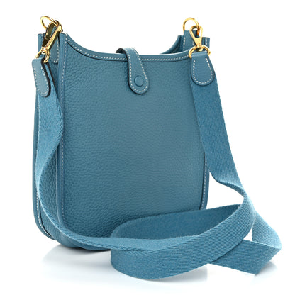 Hermes Taurillon Clemence Evelyne TPM New Blue Jean 3 of 11