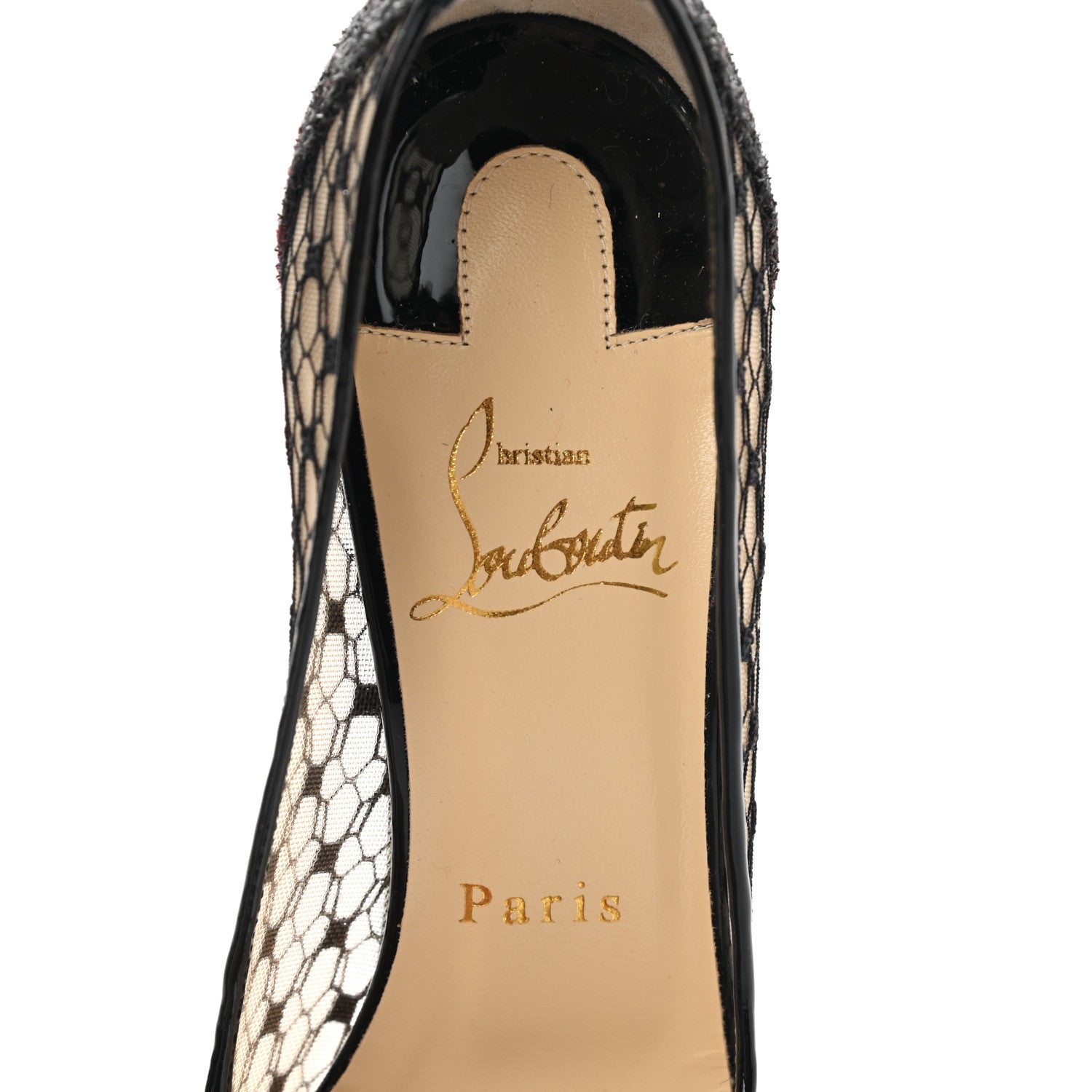 Christian Louboutin Rete Resille Fetish Lace Spider 130 Peep Toe Pumps 37 Black 6 of 10