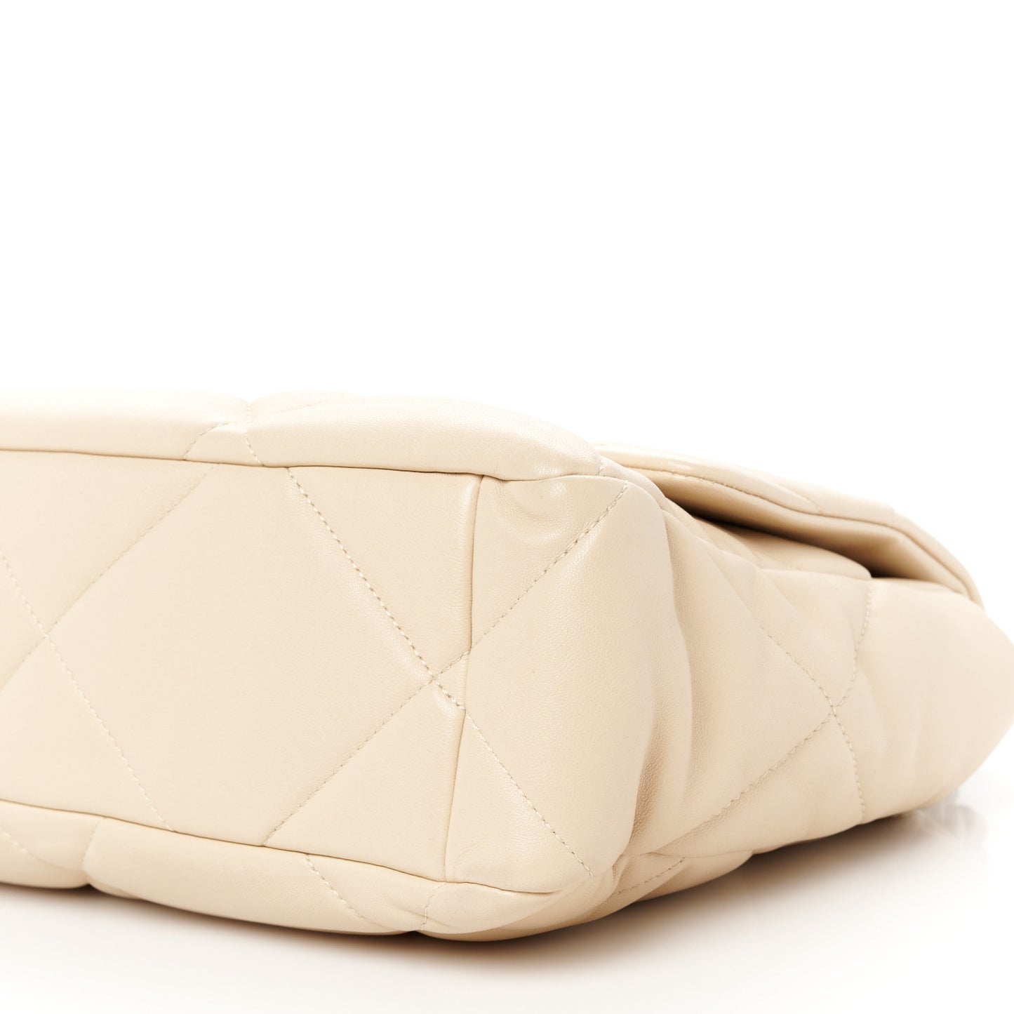 Lambskin Quilted Large Chanel 19 Flap Light Beige