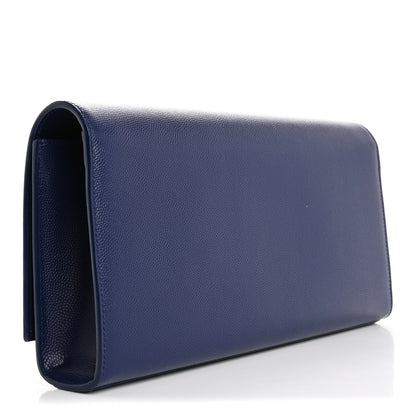 Saint Laurent Grain De Poudre Classic Monogram Cassandre Clutch Deep Marine 3 of 11
