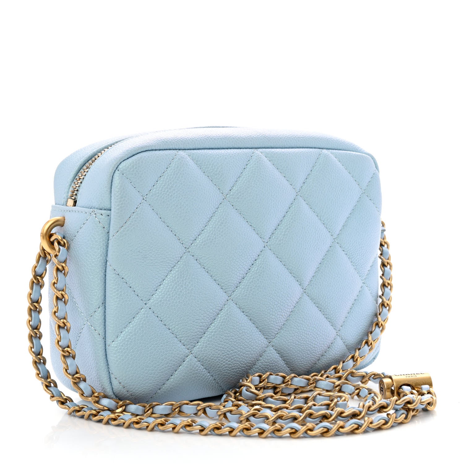 Chanel Iridescent Caviar Quilted Mini My Perfect Camera Case Light Blue 3 of 10