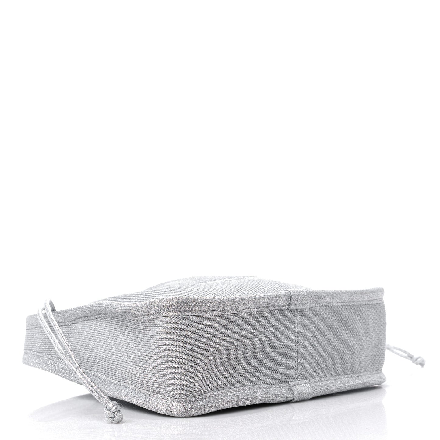 Metallic Ribbed Knit Small Ryan Bag Silver