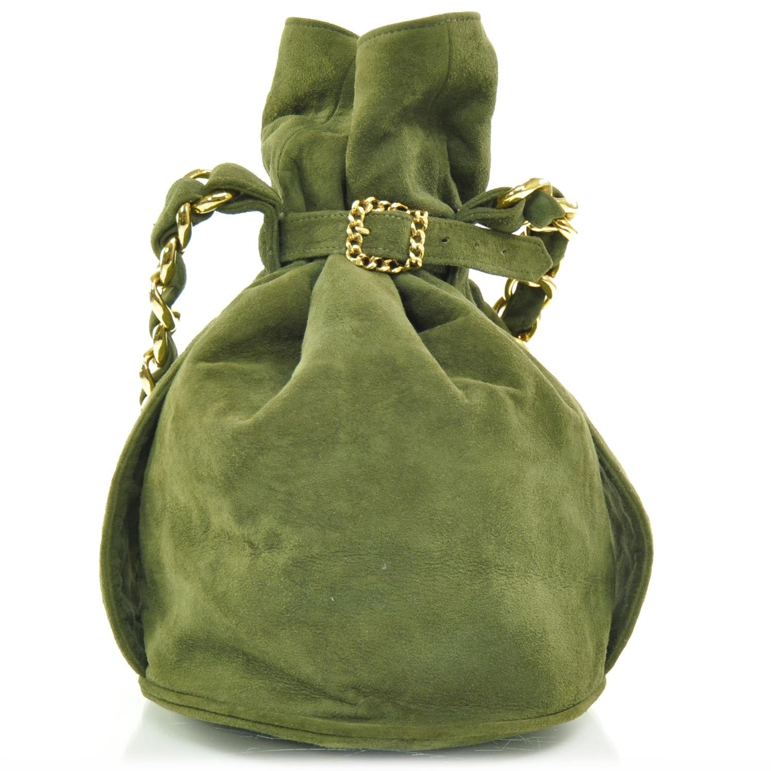 Chanel Suede Pouch Bag Green 1 of 8