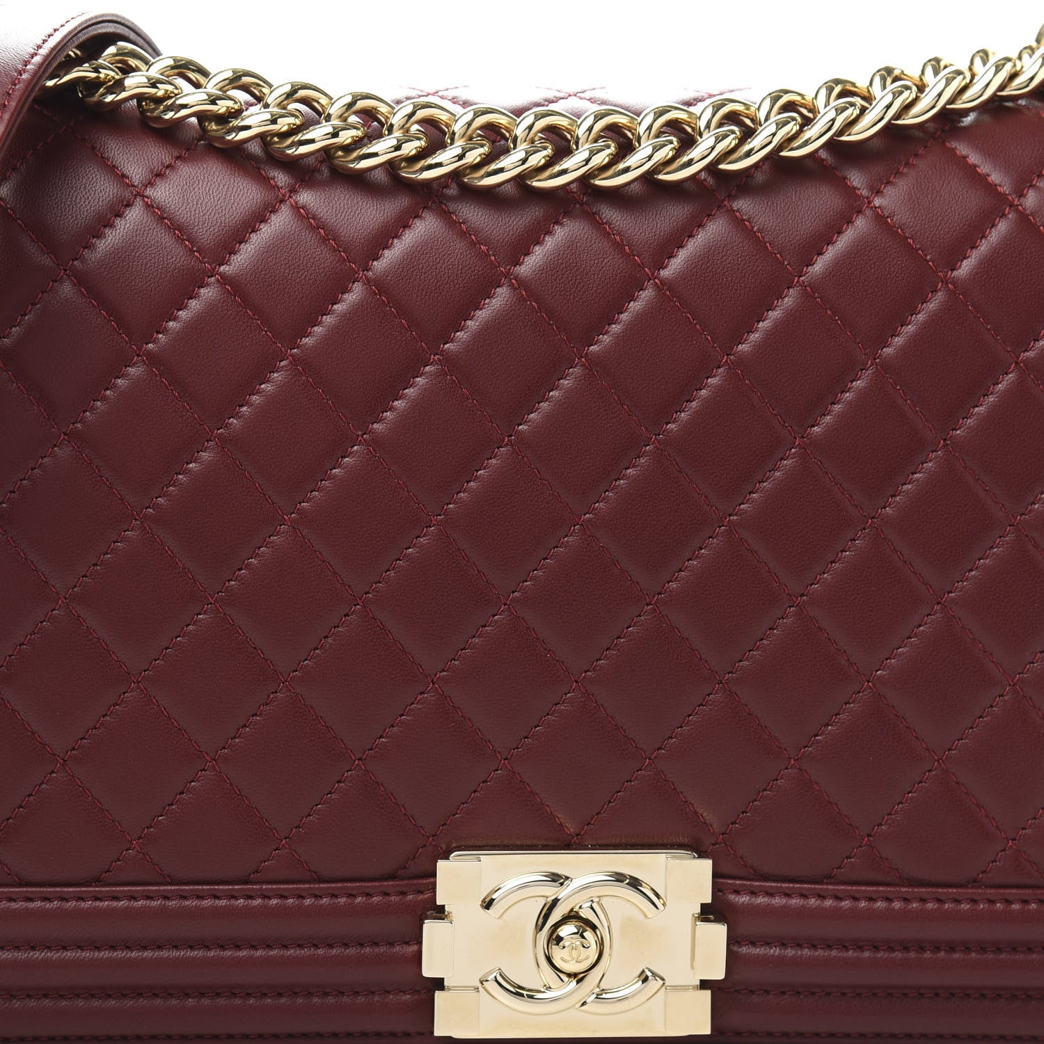 Chanel Lambskin Quilted New Medium Boy Flap Dark Red 11 of 12