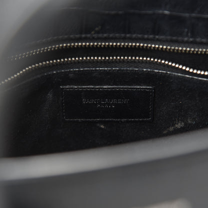 Saint Laurent Calfskin Crocodile Embossed Small Sac de Jour Black 14 of 16