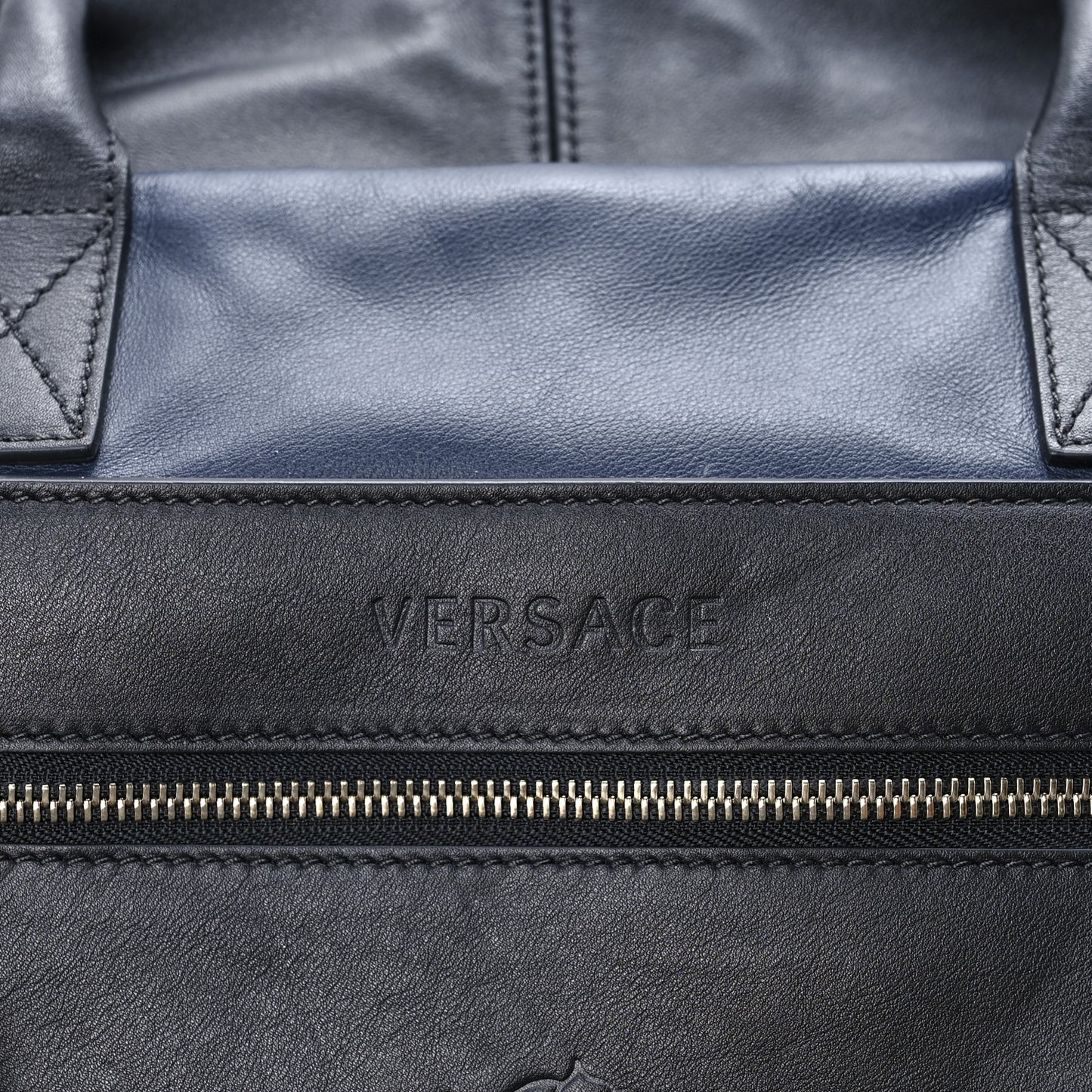 Calfskin Day Dreamer Satchel Black Navy