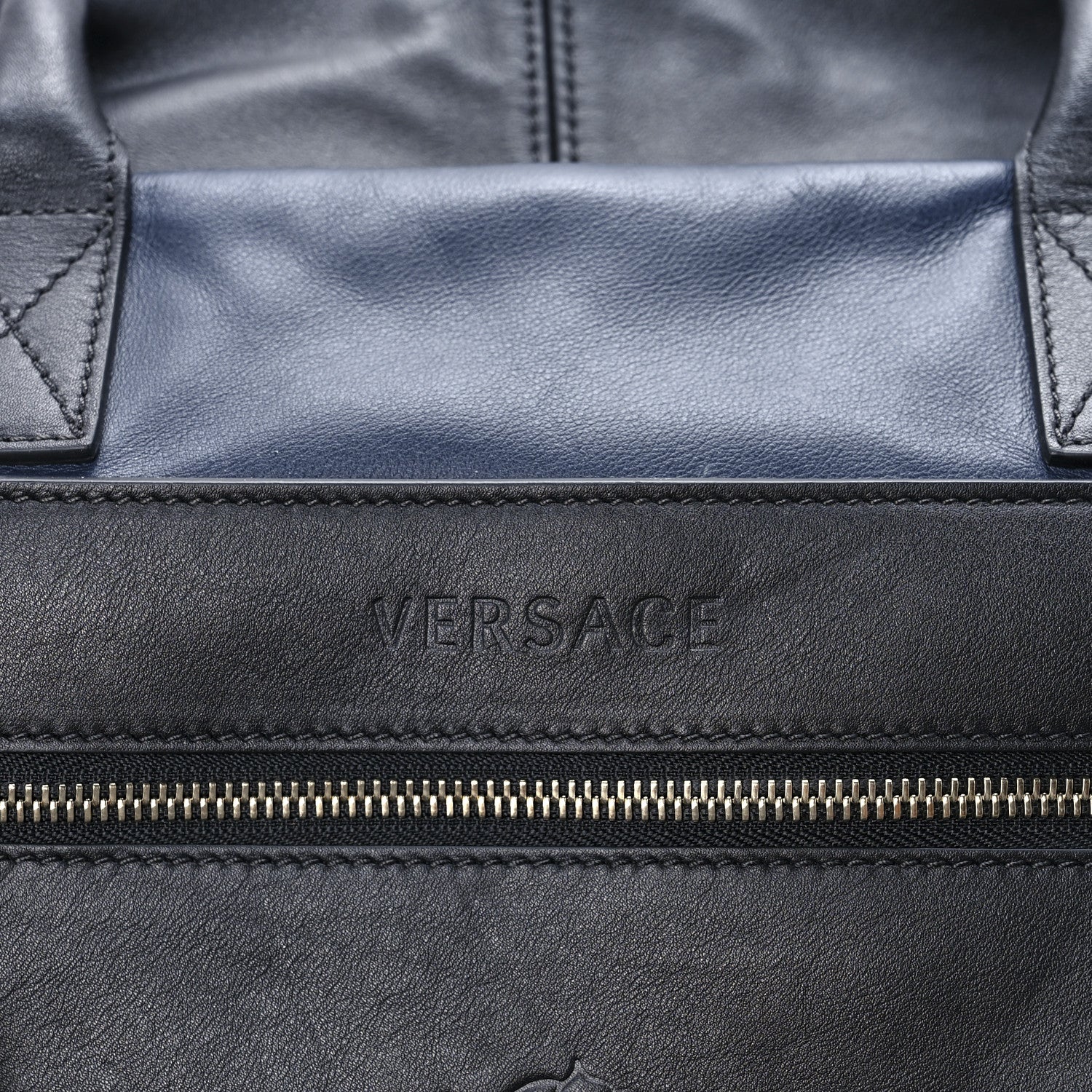 Versace Calfskin Day Dreamer Satchel Black Navy 14 of 14