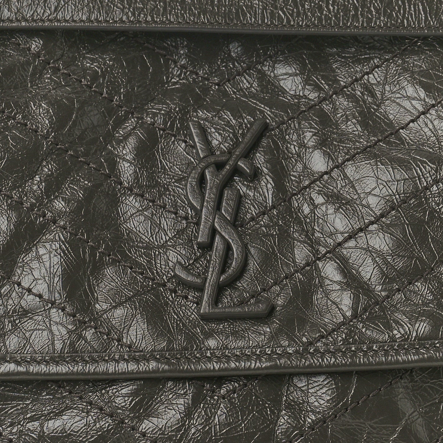 Saint Laurent Crinkled Calfskin Matelasse Monogram Medium Niki Chain Satchel Fog 8 of 11