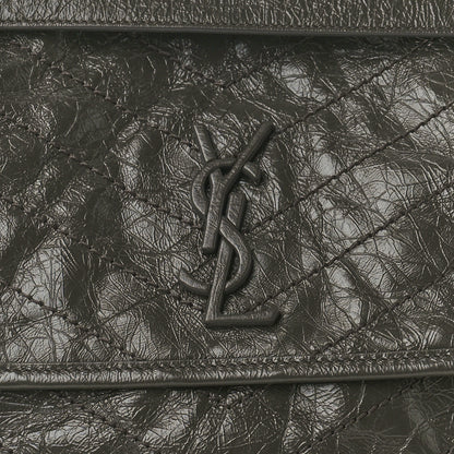 Saint Laurent Crinkled Calfskin Matelasse Monogram Medium Niki Chain Satchel Fog 8 of 11