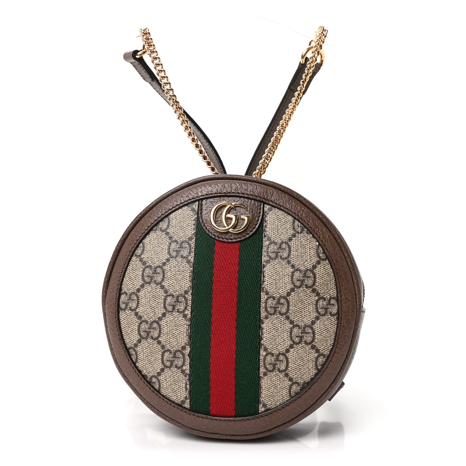 Gucci GG Supreme Monogram Web Mini Ophidia Round Backpack Brown 1 of 10