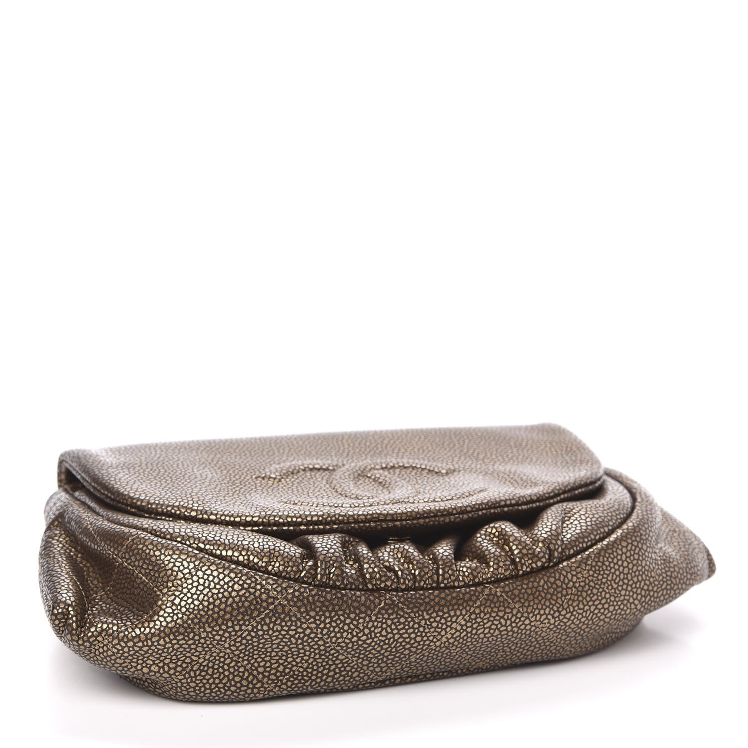 Chanel Metallic Caviar Half Moon Wallet On Chain WOC Bronze 4 of 12