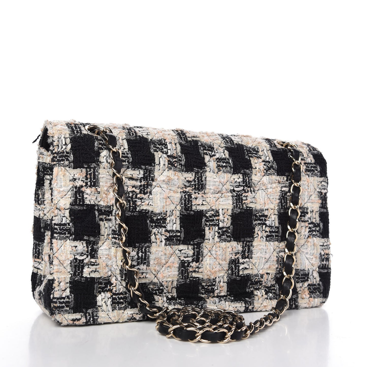Tweed Quilted Medium Double Flap Multicolor