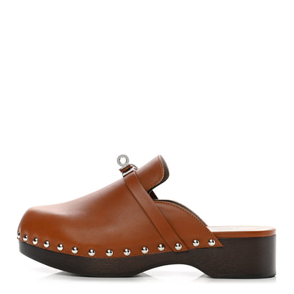 Hermes Heritage Calfskin Carlotta Mules 37 Naturel 1 of 9