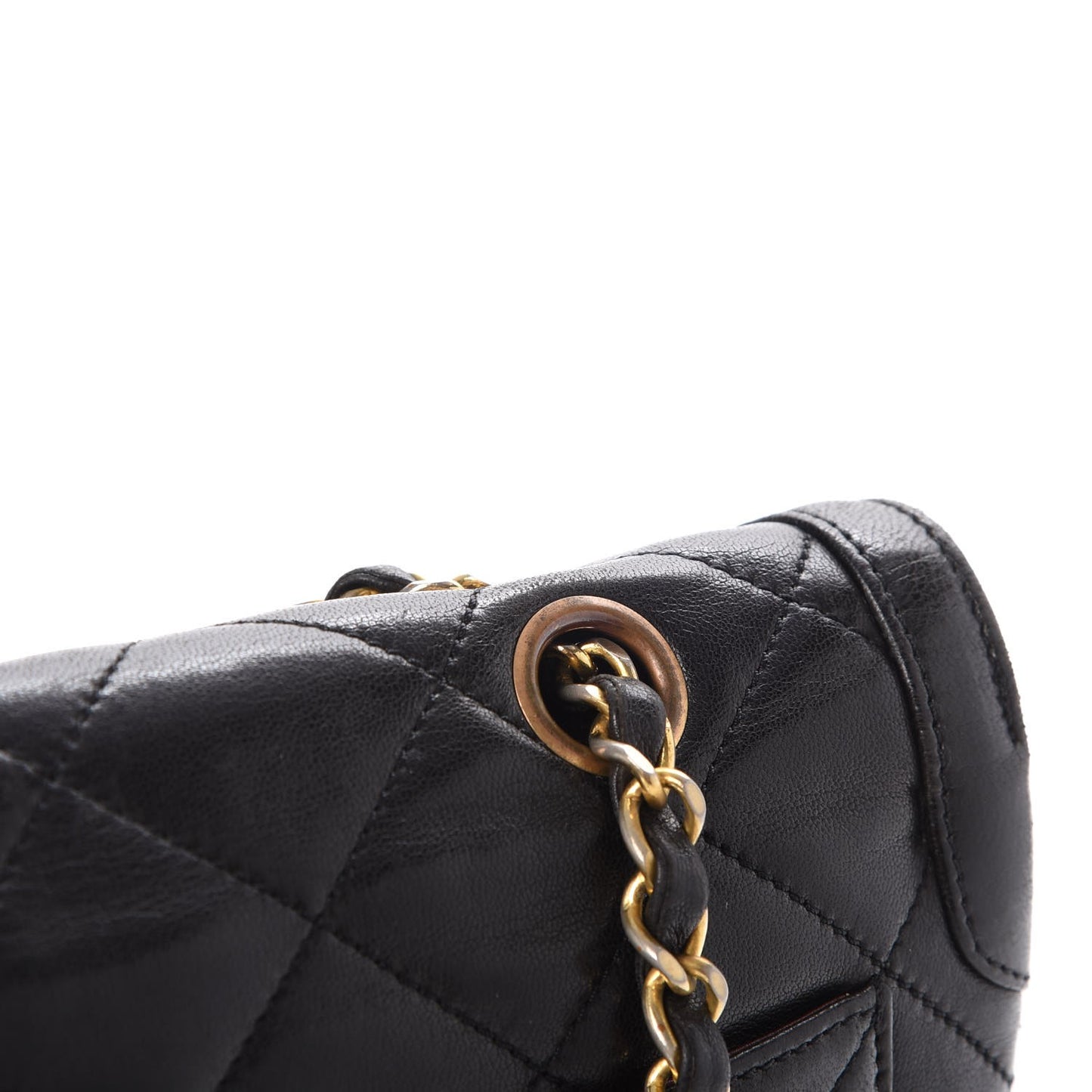 Lambskin Quilted Medium Double Flap Black
