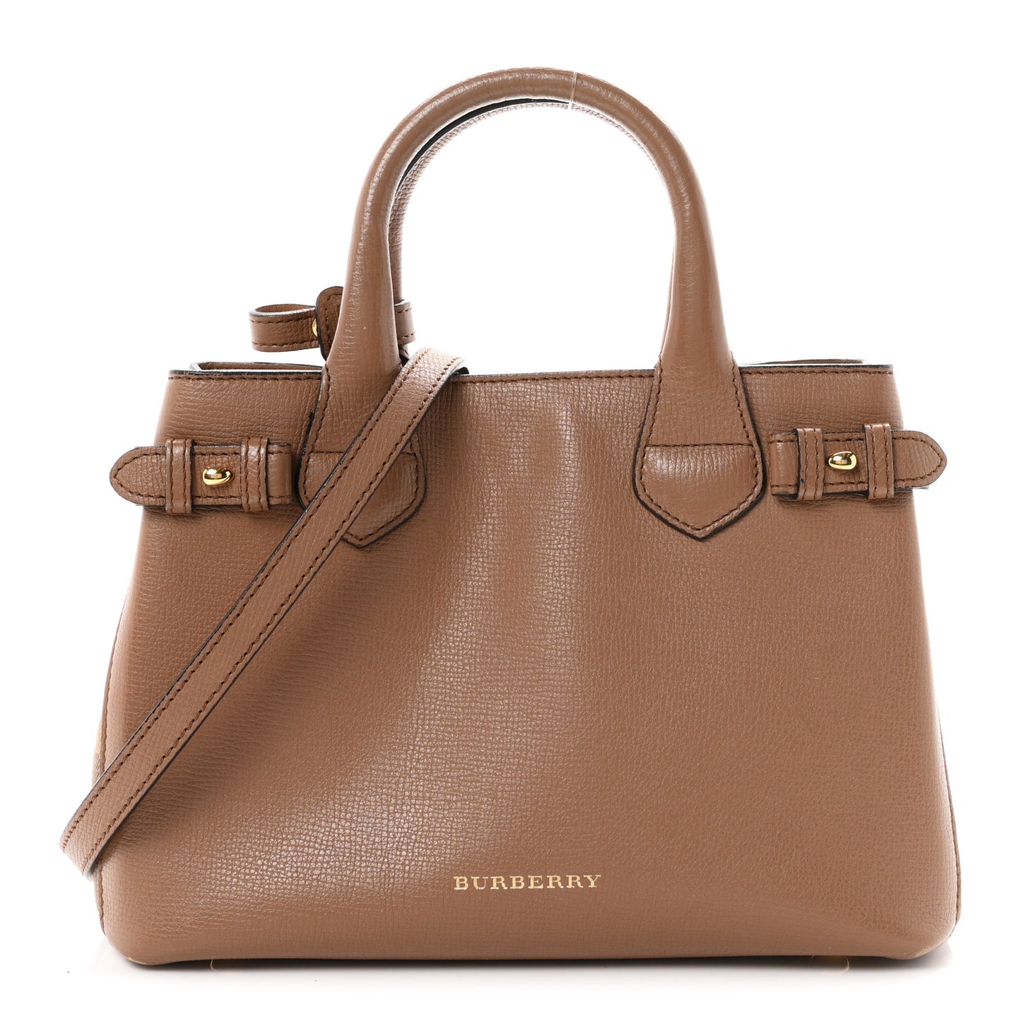 Derby Calfskin House Check Small Banner Tote Dark Sand