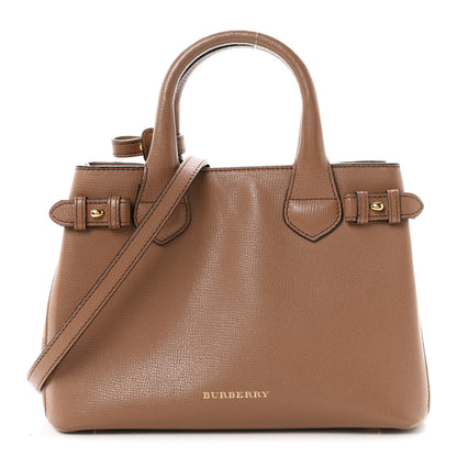 Burberry Derby Calfskin House Check Small Banner Tote Dark Sand 1 of 12