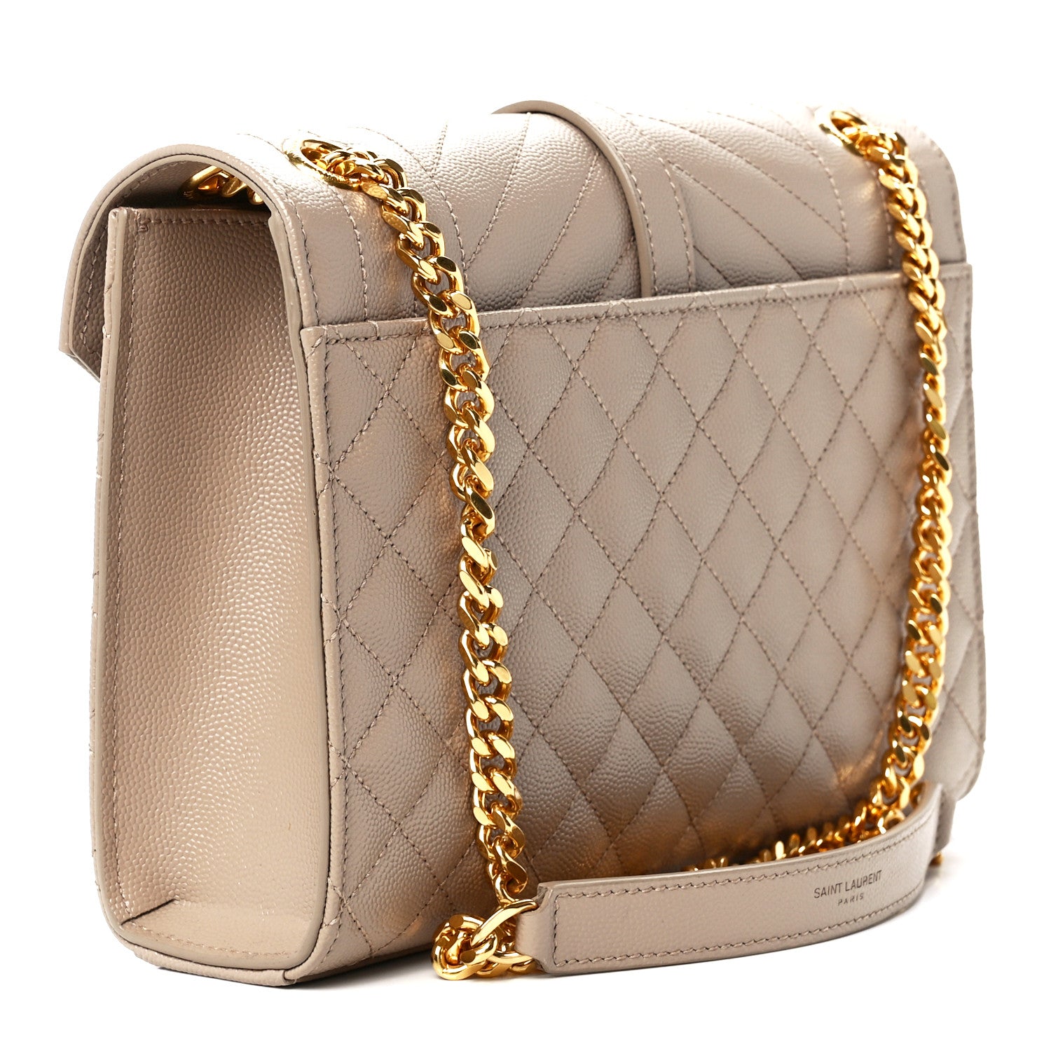 Saint Laurent Grain De Poudre Textured Mixed Matelasse Medium Triquilt Monogram Satchel Dark Beige 3 of 13