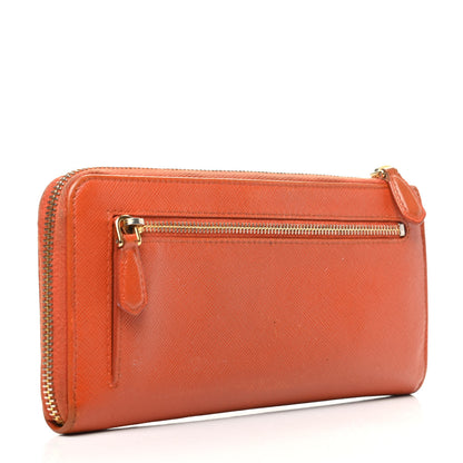 Prada Saffiano Zip Around Wallet Papaya 3 of 6