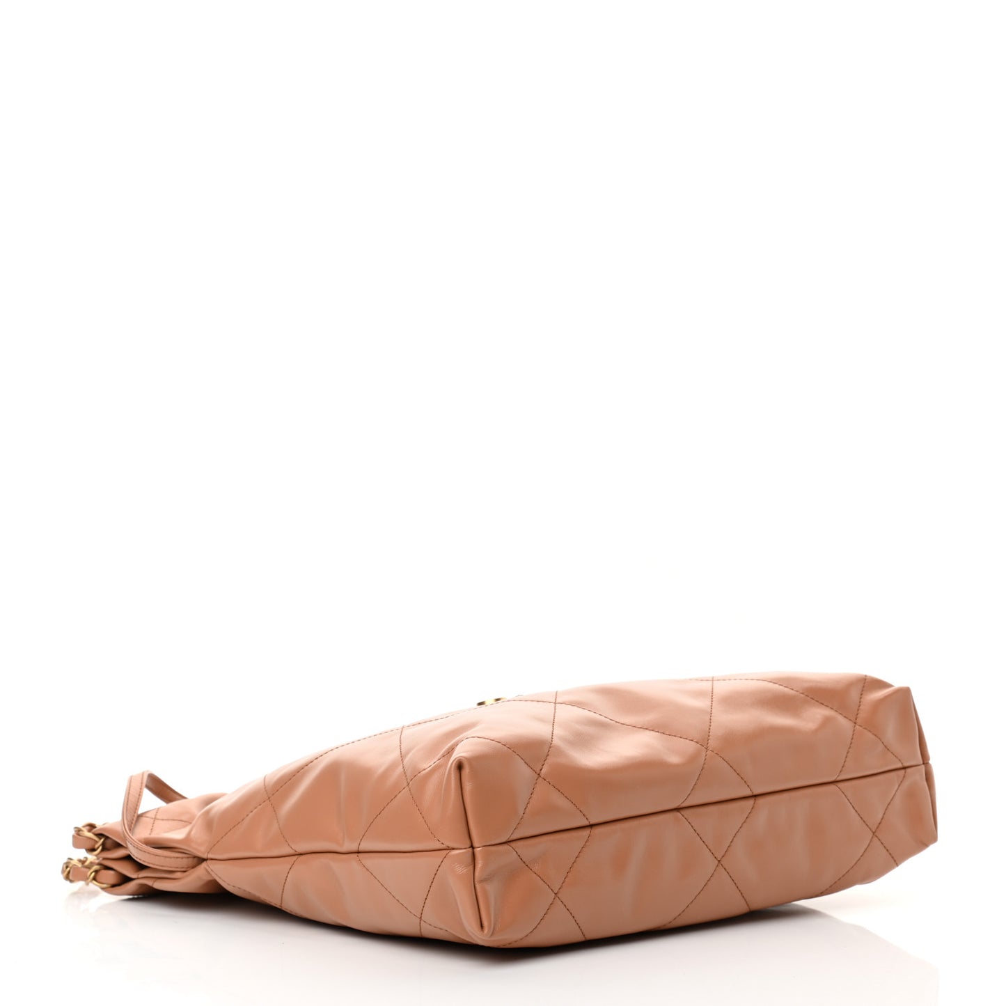 Shiny Calfskin Quilted Small Chanel 22 Camel