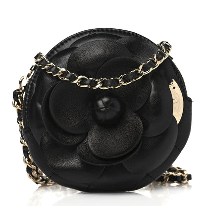 Chanel Lambskin Mini Camellia Bouquet Clutch With Chain Black 1 of 9