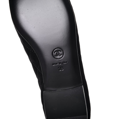 Chanel Suede Quilted Cap Toe CC Ballerina Flats 38 Black 6 of 9
