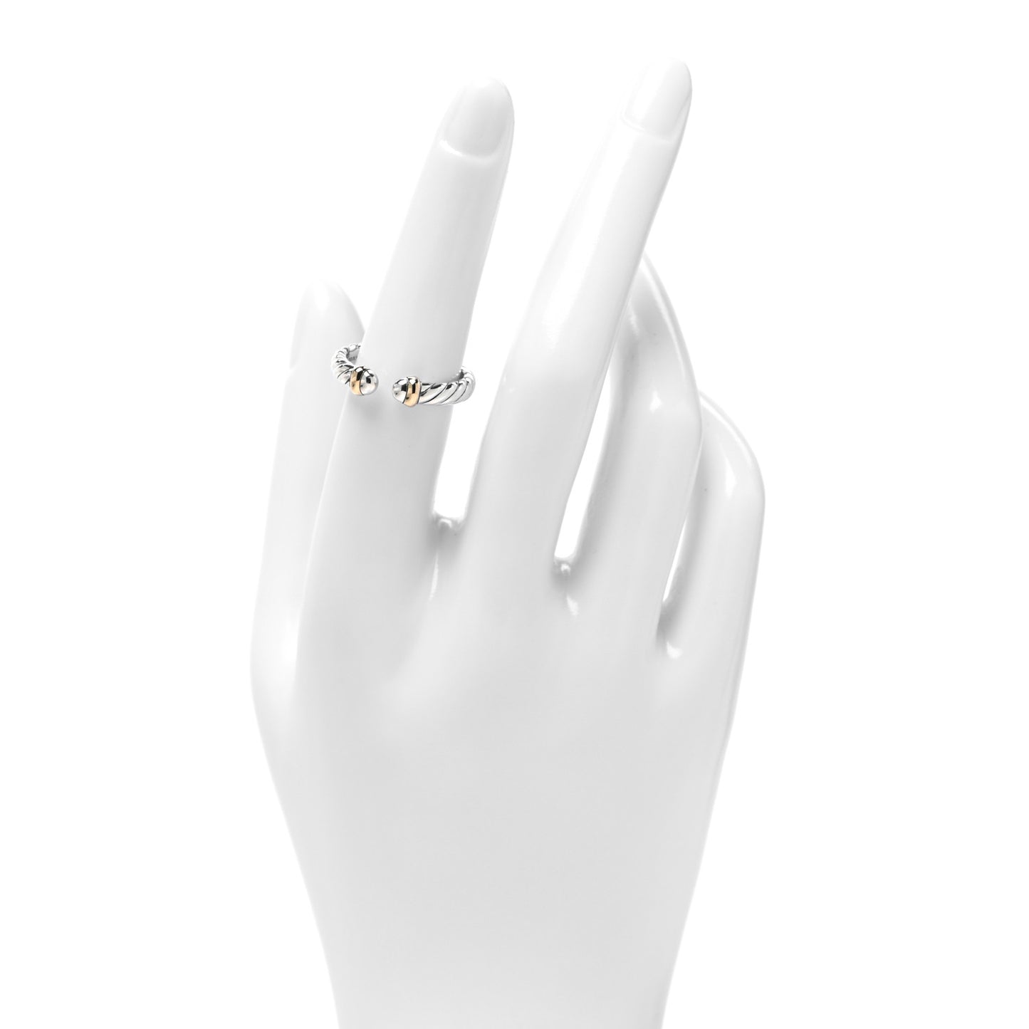 Sterling Silver 14K Yellow Gold Petite Cable Flex Ring 52 6