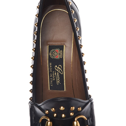 Gucci Calfskin Studded Horsebit Alyssa Pumps 36.5 Black 6 of 7