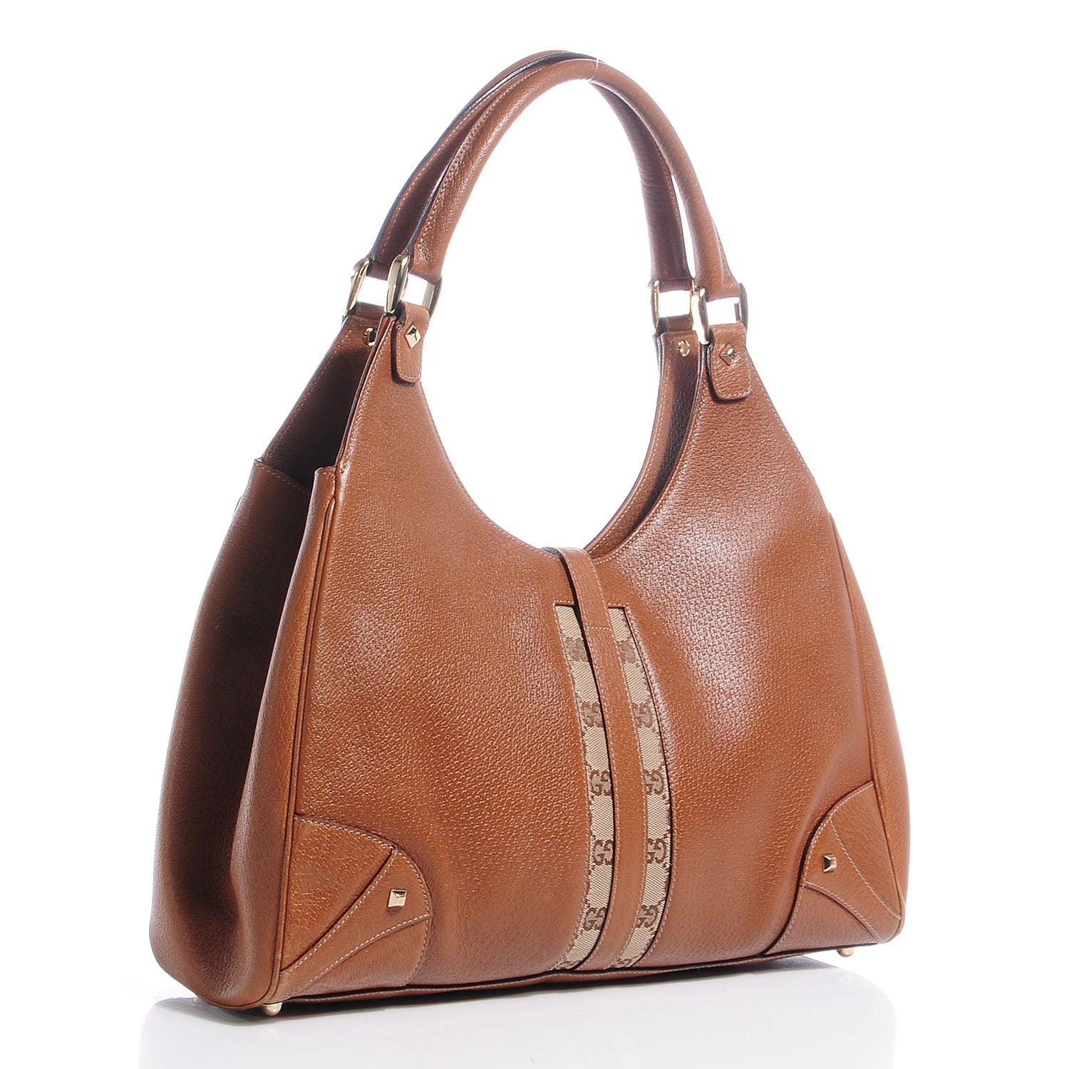 Gucci Leather Monogram Medium Bardot Brown 3 of 8