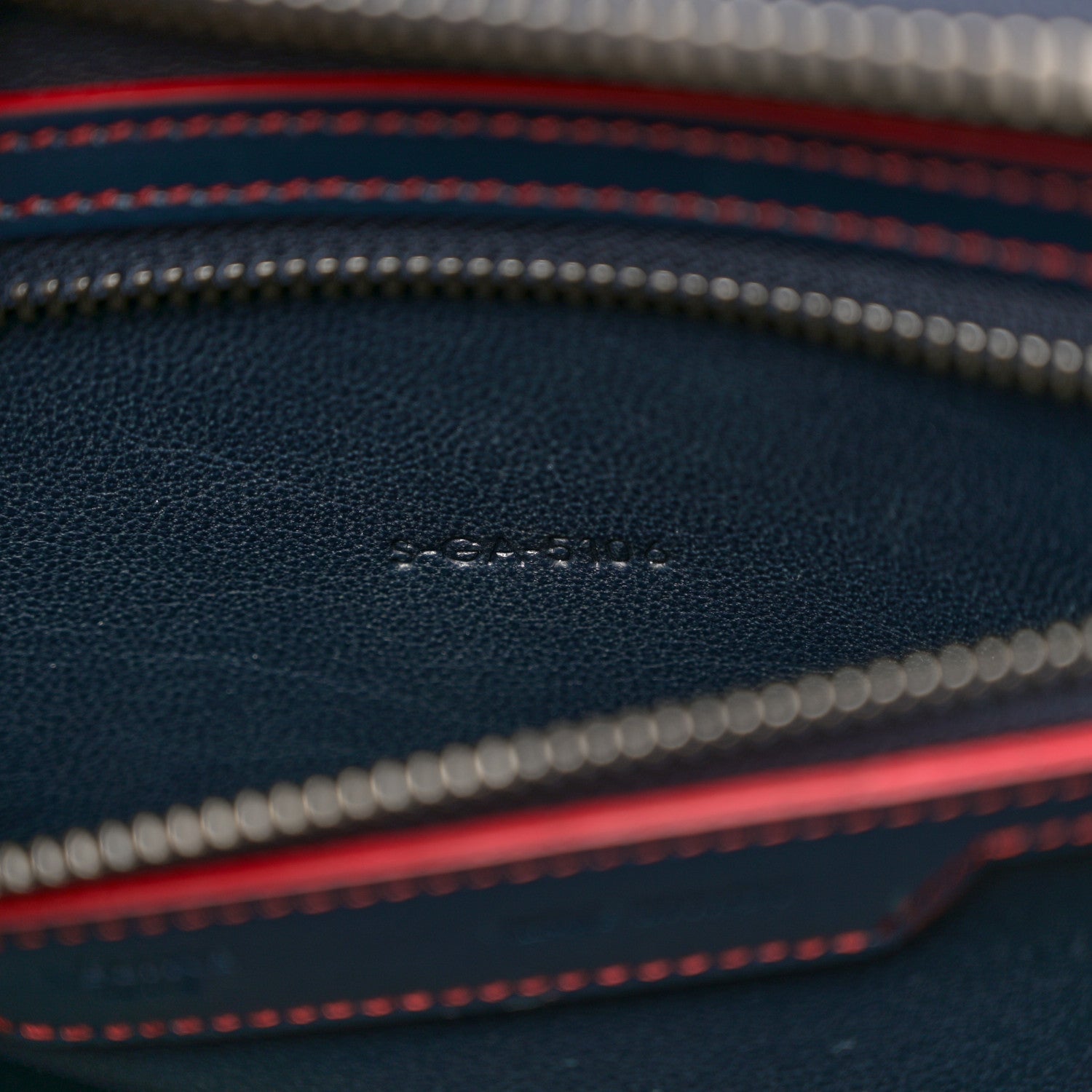 Celine Satin Debossed Calfskin Mini Luggage Navy Blue 7 of 13