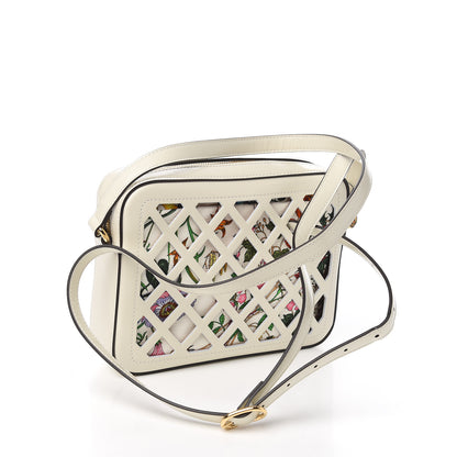 Gucci Canvas Calfskin Flora Infinity Cutout Shoulder Bag White Multicolor 2 of 9