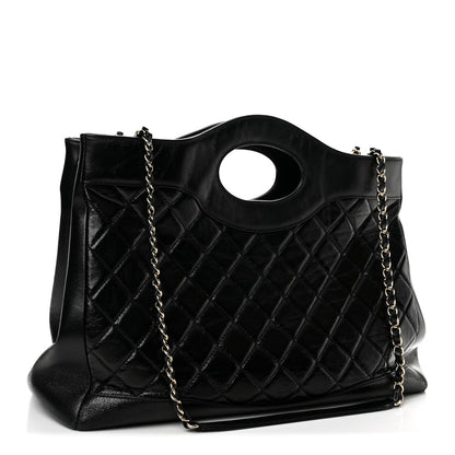 Chanel Shiny Lambskin Quilted Large 31 Shopping Bag Black 3 of 13