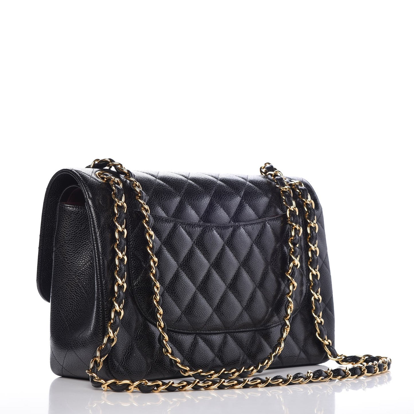 Caviar Quilted Jumbo Double Flap Black
