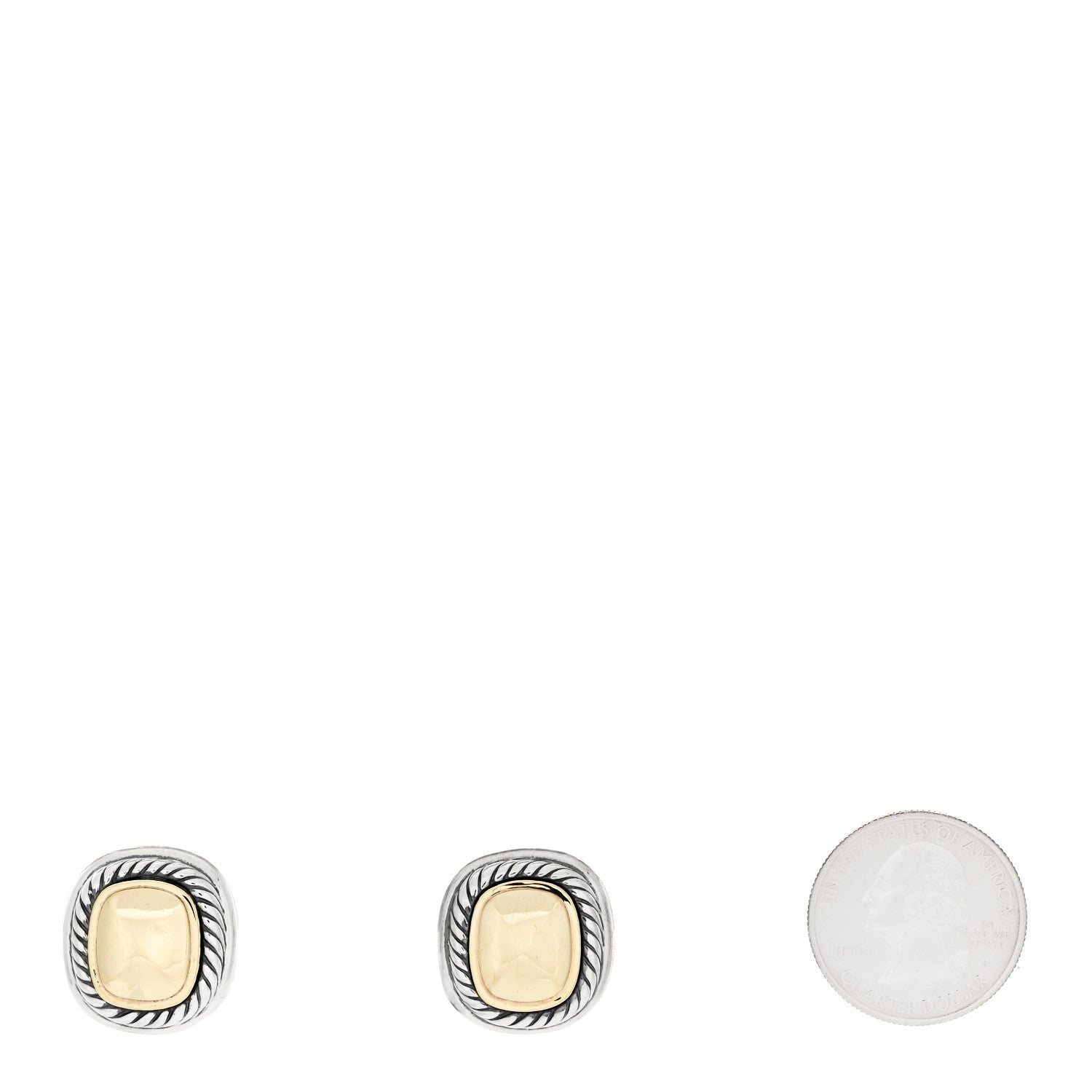 David Yurman Sterling Silver 14K Yellow Gold 11mm Albion Clip-On Earrings 2 of 5