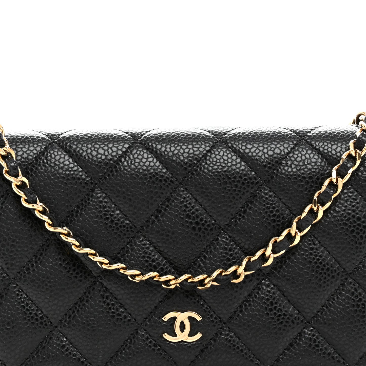 Caviar Quilted Wallet on Chain WOC Black