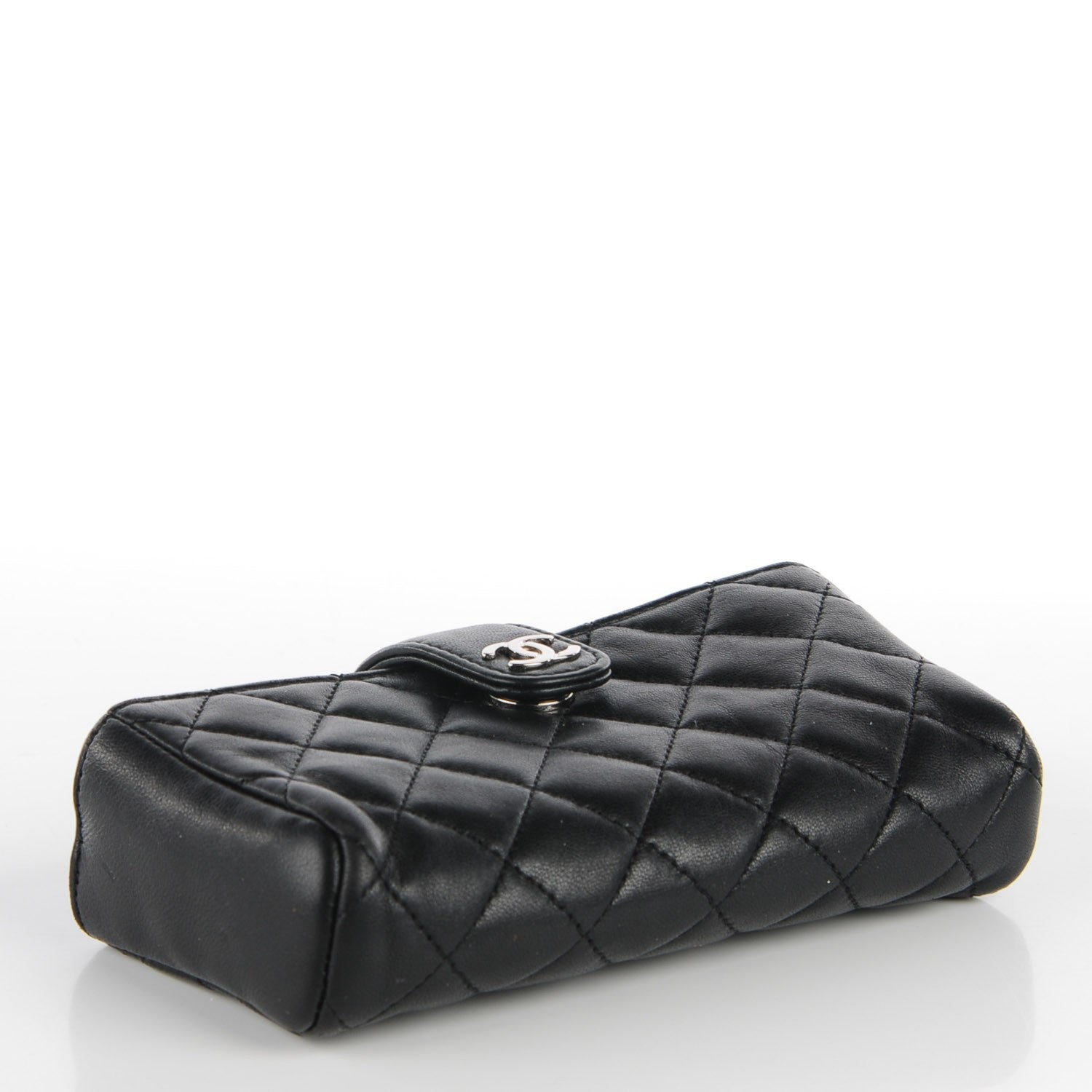 Chanel Lambskin Quilted Mini Phone Holder Clutch Black 4 of 8