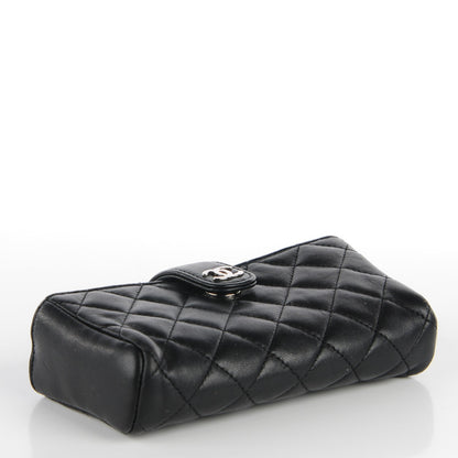 Chanel Lambskin Quilted Mini Phone Holder Clutch Black 4 of 8