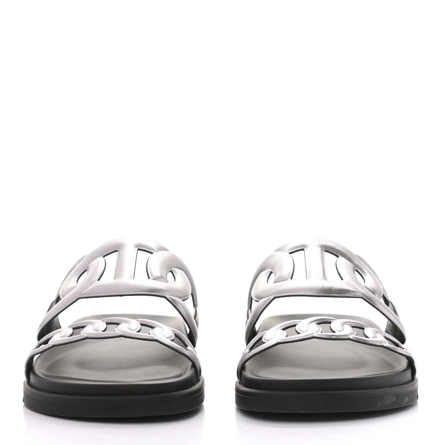 Hermes Nappa Extra Sandals 39.5 Gris Argent 1008700