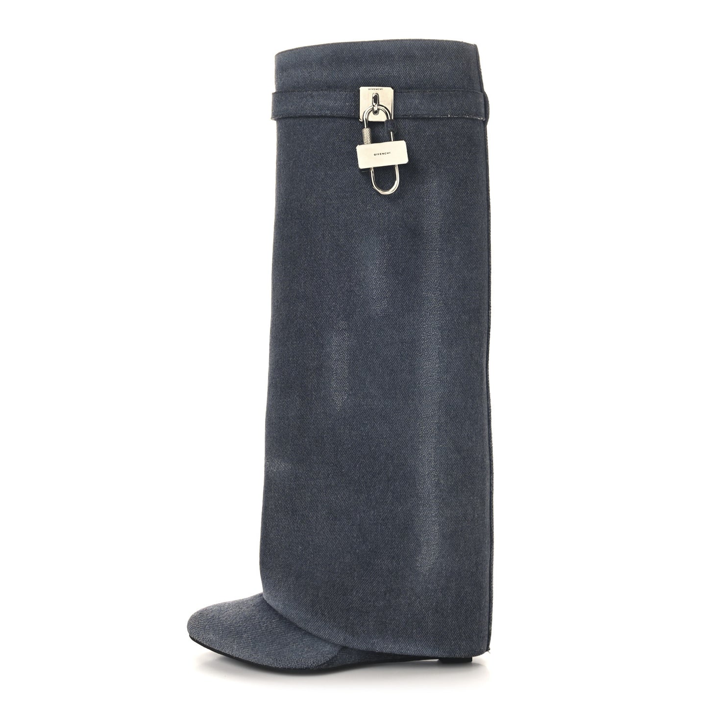 Washed Denim Shark Lock Pant Boots 38 Black