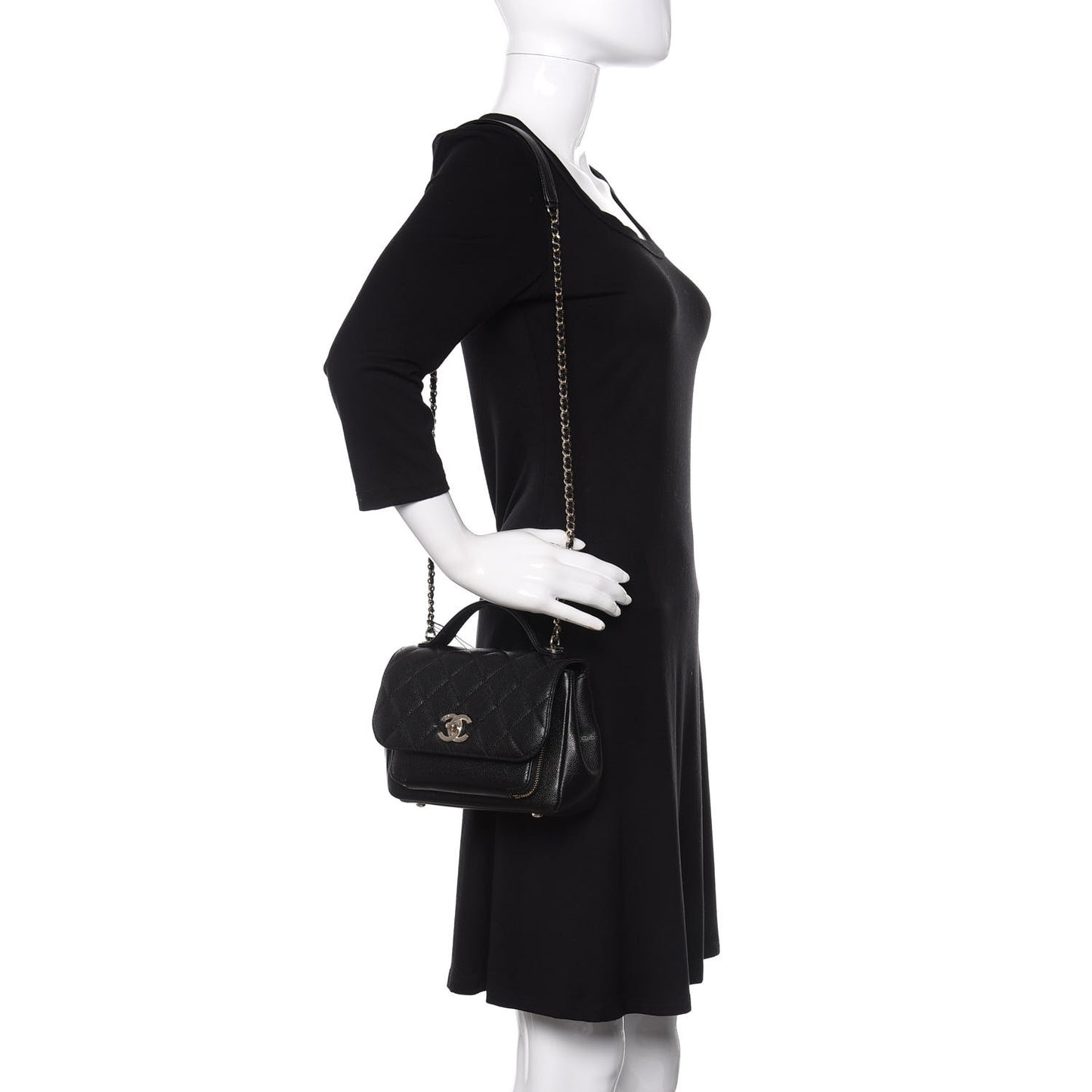 Caviar Quilted Small Business Affinity Flap Black