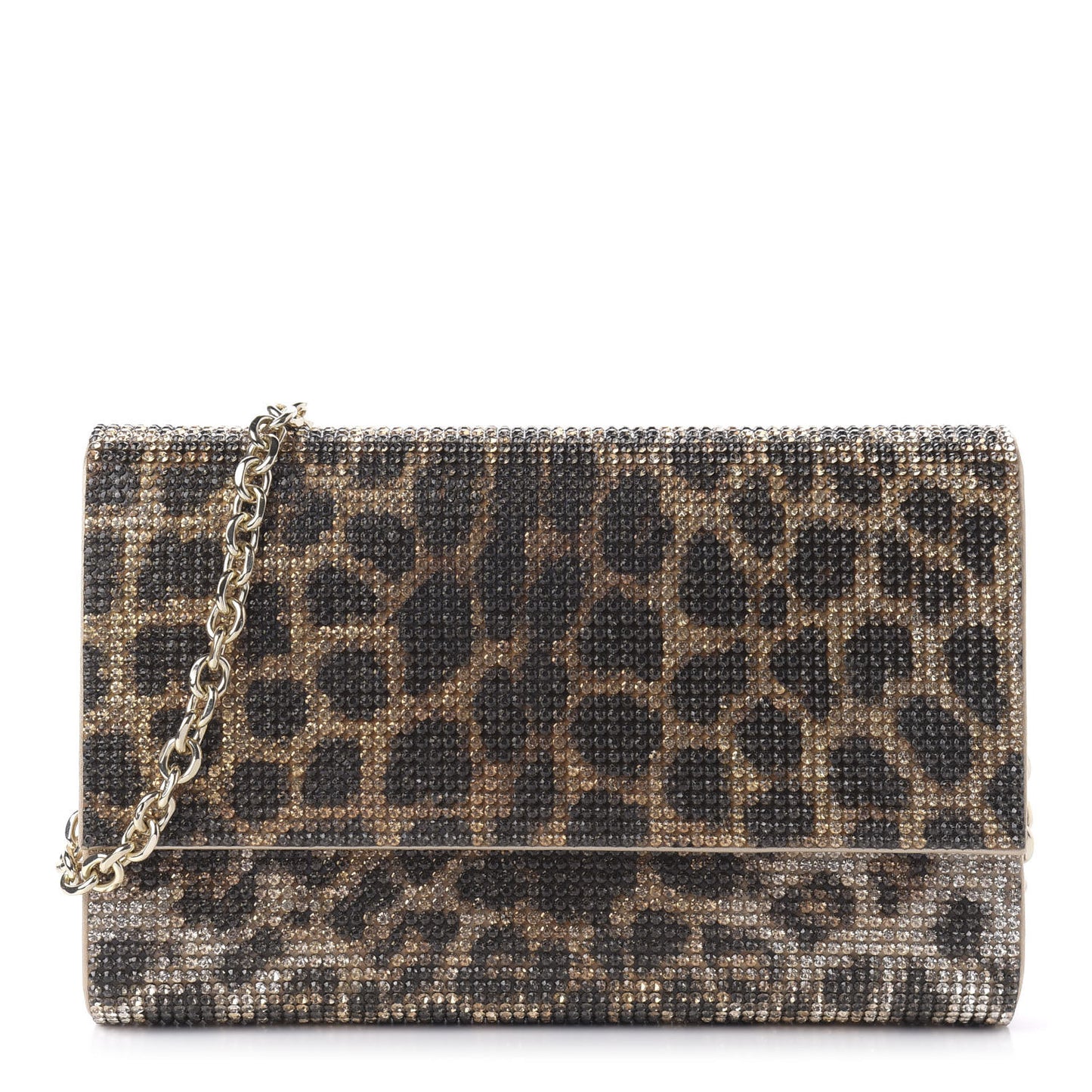 Swarovski Crystal Fizzoni Leopard Clutch Champagne Multicolor