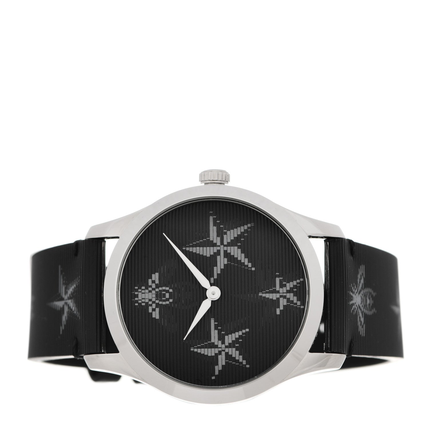 Gucci Stainless Steel Calfskin 38mm G-Timeless Bee Star Hologram Quartz Watch Black 2 of 4